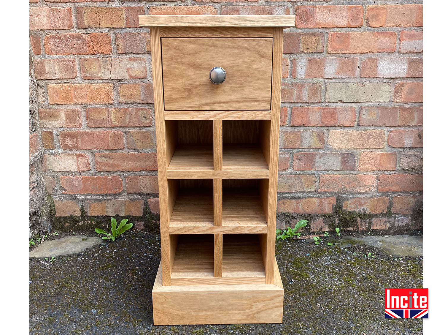 Bespoke Oak Wine Rack with Drawer Incite Interiors